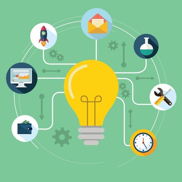 bulb-with-business-icons-flat-design